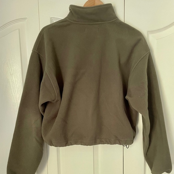 TNA Olive Green 1/4 Zip Cropped Fleece Sweater | Size L - Picture 2 of 6